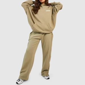 Ensemble de vêtements de sport pour femmes, sweat-shirt côtelé tendance et pantalon long, ensemble de sport 2 pièces - Product Image 4