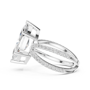 Classic <b>Split</b> Shank 14K Yellow Gold IGI Certified Lab Grown Diamond 3.5 CT Marquise Cut Anniversary Wedding Engagement Halo <b>Ring</b> - Product Image 2