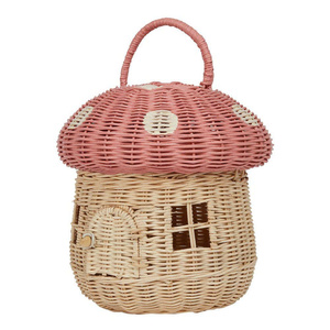 House Shaped Wicker Storage Basket with Lid Decorative Rattan Organizer for Kids Room Nursery Toy Storage Cute Home Decor Basket - Product Image 1