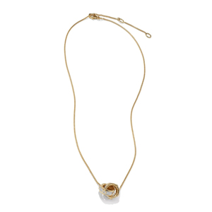 Collar con Colgante de Diamantes en Oro Sólido de 18K, Diseño Minimalista de Lazo, Cadena de Serpiente, Unisex, para Uso Diario - Product Image 1