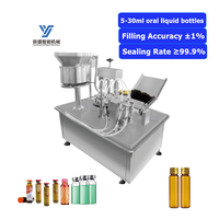 Machine de remplissage, de sertissage et de bouchage automatique électrique à 4 têtes pour flacons en plastique et en verre de 5 à 30 ml, pour sirop et liquides oraux, avec suivi de production