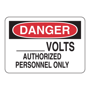 Panneau de sécurité Brady Danger Volts pour zones haute tension, imprimé UV, personnel autorisé uniquement - Product Image 1