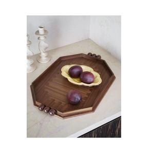 Plateaux en bois naturel pour servir du thé ou du café, disponibles en formes rondes et rectangulaires - Product Image 1