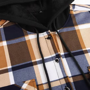 Veste en flanelle à capuche à manches longues fabriquée au Pakistan, fermeture à boutons, coupe classique, vêtement décontracté - Product Image 6