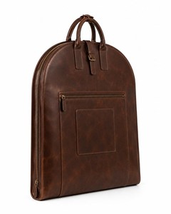 Sac de transport pour costume en cuir véritable fait main par un artisan, robuste, avec fermeture éclair, décontracté, simple, pour les voyages d'affaires - Product Image 2