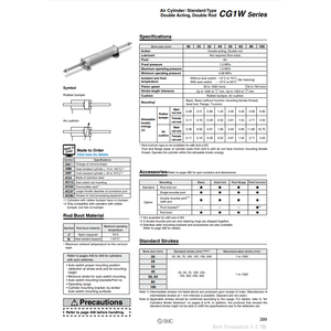 SMC Pneumatics Air Cylindre CDG1WBA50-250Z Pièces Pneumatiques - Product Image 3