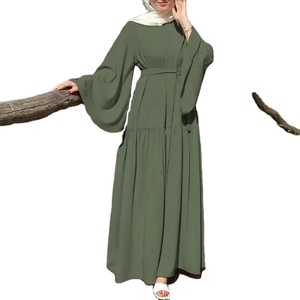 Abayas maxi modestes personnalisées pour femmes avec manches longues évasées en viscose Ramadan et vêtements de prière - Product Image 3
