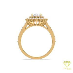 Pear Cut Lab Grown Diamond Double Halo Engagement <b>Ring</b> in 14K Yellow Gold <b>Split</b> Shank Bridal <b>Ring</b> Vintage Luxury Wedding <b>Ring</b> - Product Image 5