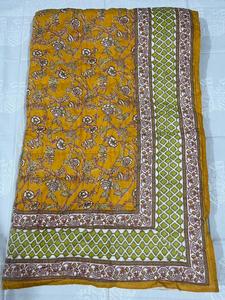 Traditional Indian Cotton Single <b>Bed</b> Floral Print Reversible <b>Quilt</b> Jaipur Hand Block Print Eco Friendly Hypoallergenic Durable - Product Image 1