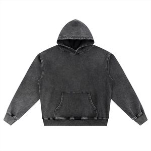 Sudadera con Capucha Unisex de Algodón Grueso, Estilo Urbano, Oversize, Lavado Ácido, Marrón, Ajuste Holgado, Vintage, Informal - Product Image 2