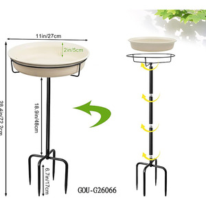 อ่างน้ำนกเซรามิกพร้อมเสาปักตกแต่งสวนสำหรับนก - Product Image 5