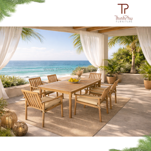 Avani Dining Set Eco-friendly Outdoor Furniture <b>Garden</b> Acacia Wood Sofa Set Cushions <b>Foldable</b> for Hotels Villas - Product Image 1