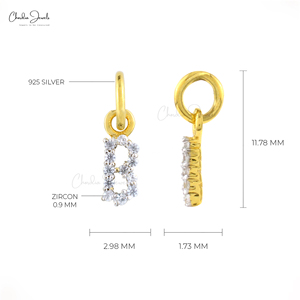 Colgante de Plata de Ley 925 con Letra B, Circonita Blanca Redonda Natural de 0.9MM, Colgante con Inicial, Joyería de Alto Brillo para Mujer - Product Image 2