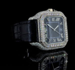 Montres mécaniques en acier inoxydable 100% testées au testeur de diamants, personnalisées, de luxe, avec moissanite baguette VVS, style Hip Hop Iced Out - Product Image 2