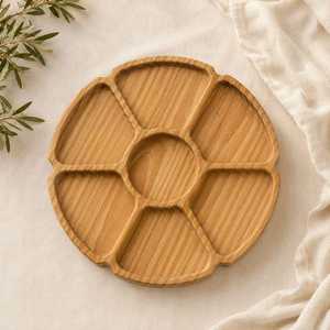 Bandeja Ovalada de Madera con 1 Compartimento, Diseño Clásico, de Una Sola Capa, Acabado Pulido, Apta para Lavavajillas, para Uso en la Cocina, para Servir Alimentos - Product Image 1