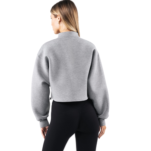 Veste courte zippée pour femme Heather Cloud à manches longues, coupe structurée, style athleisure minimaliste - Product Image 4