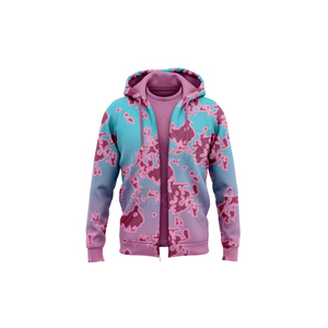 <b>Pink</b> Hooded Zip-Up Fleece <b>Sweatshirt</b> Men Regular Fit Casual Autumn Wear Solid Color Knitted Cotton Anti-Wrinkle - Product Image 5