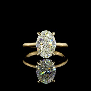 Bague de fiançailles ovale certifiée IGI 3 carats en or jaune véritable 14K, coupe brillante, solitaire, bijoux fins, bague de mariage, vente en gros - Product Image 3