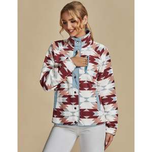 Chaqueta de lana de invierno Reversible para mujer 2025, chaqueta con capucha y botones, bolsillos, abrigo ligero con estampado azteca occidental para - Product Image 2