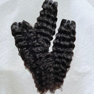Extensions de Cheveux Humains Naturels Ondulés Bouclés Kinky de Haute Qualité, Cheveux Indiens Bruts Non Traités, Double Trame, Vente en Gros Premium - Product Image 3