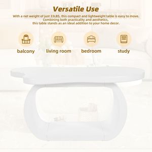 Tavolino da Caffè Moderno Cloud di Tendenza 100x60 cm Stile Crema con Piano Spesso 3,8 cm, Tavolino Irregolare con Gambe Curve e Design Unico - Product Image 5