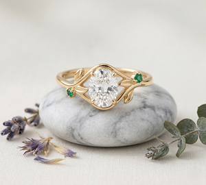 Anillos de Compromiso de Alta Gama Vinework, Diseño Paisaje Verde, Cristal con Efecto Sombra Dorada, Joyería Alternativa al Por Mayor - Product Image 2