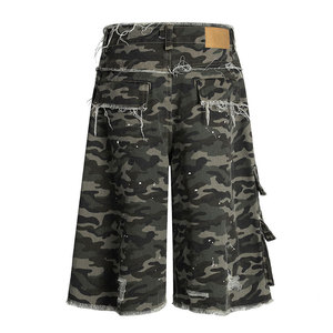 กางเกงยีนส์ขาสั้นพิมพ์ลายพรางคุณภาพสูงขายส่ง กางเกงยีนส์ขาสั้นยืดลายพรางสำหรับผู้ชาย - Product Image 3