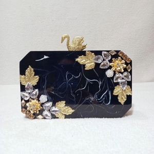 <b>Red</b> Resin Bridal <b>Clutch</b> Handmade Flower Crystal Evening Purse Custom Wedding Decoration Gift - Product Image 3