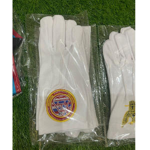 Masonic Embroidered OES Gloves <b>White</b> Cotton Eastern Star Regalia 12 Pairs <b>White</b> Cotton Masonic Gloves with Blue Square & Compass - Product Image 6