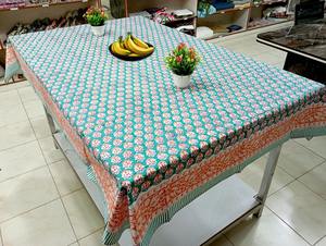 Mantel de Mesa Hecho a Mano, Moderno, Azul Cielo Turquesa, Estampado a Mano con Bloques Indios, 100% Algodón, Duradero, Ecológico y Personalizable - Product Image 3