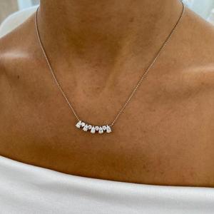 สร้อยคอจี้เพชรทรงกลมและทรงหยดน้ำแบบคลัสเตอร์ ขายส่ง ทองคำขาว 14K รับผลิตตามแบบ OEM ODM ผู้จัดจำหน่ายเครื่องประดับชั้นดี - Product Image 2