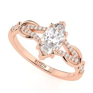 Anillo de aniversario con diamante de corte marquesa cultivado en laboratorio, estilo elegante, para mujer, en oro blanco/rosa/amarillo/plata - Product Image 1