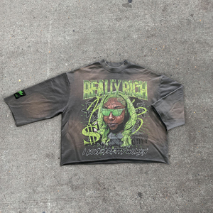 T-shirts pour hommes en molleton 100% coton, coupe oversize et carrée, ourlet brut, effet vintage délavé à l'acide et vieilli, style streetwear personnalisé - Product Image 1