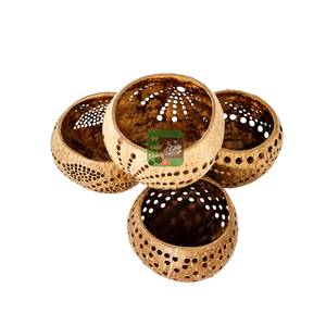 Handmade Coconut Shell Decorative Bowls Round <b>Rustic</b> <b>Home</b> <b>Decor</b> Indoor Tabletop Plant Fiber Craft Living Room Ornament - Product Image 2