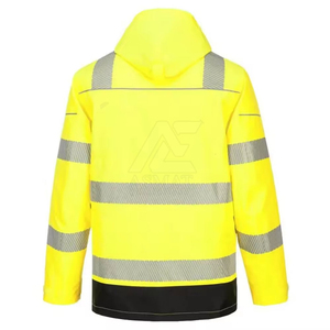 เสื้อแจ็คเก็ตนิรภัยคุณภาพสูง สีเหลือง แถบสะท้อนแสง พร้อมซิปด้านหน้าและกระเป๋า - Product Image 3