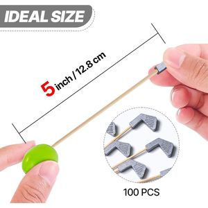 Palillos de Cóctel con Forma de Pelota de Golf, 4.7 Pulgadas, de Bambú, 100 Unidades, Palillos Decorativos para Aperitivos, Comida, Bebidas, Frutas, Sándwiches, Barbacoa, Temática de Golf - Product Image 3