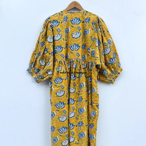 Beautiful floral Cotton Block Printed dress Dress For Casual wear Hand Block Printed Dress - Product Image 4