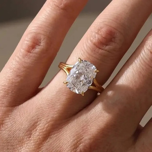 Elegant Design 925 Moissanite Split Shank 5.5Ct Cushion Cut Hidden Halo Engagement <b>Ring</b> Gold Plated Sterling Silver Everyday - Product Image 6