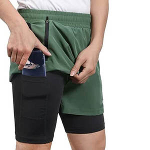 Pantalones Cortos Deportivos 2 en 1 para Hombre, de Secado Rápido, para Gimnasio, Entrenamiento, con Bolsillo para Teléfono, Transpirables, Cortavientos, Ropa Deportiva - Product Image 1