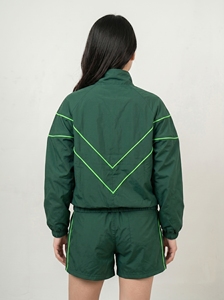 เสื้อแจ็คเก็ตกันลมสีเขียวสำหรับผู้หญิง แขนยาว ปิดด้วยซิป ผ้าโพลีเอสเตอร์ทอ กันลม ใส่ได้ในฤดูใบไม้ร่วง - Product Image 2