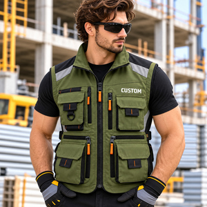 Chaleco de Trabajo Profesional Multibolsillos para Hombre, Chaleco Utilitario con Logotipo Personalizado, Panel Trasero de Malla Transpirable y Cierre Frontal con Cremallera - Product Image 2