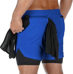 Custom Logo Men's Double <b>Layer</b> Blank Sports Athletic Workout Running Gym Shorts With Liner Breathable 2 In 1 Activewear Shorts - Product Image 4