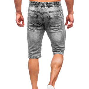 Regular Fit Straight Short <b>Jeans</b> Washed Denim Distressed Technics Breathable Mid <b>Waist</b> Casual <b>Men</b> Denim Shorts - Product Image 4