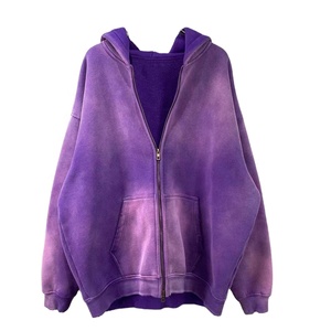 Sweat à capuche surdimensionné de qualité supérieure SunFade 480 GSM, fermeture éclair, aspect vintage lavé, streetwear luxueux, coton épais en tissu éponge - Product Image 1