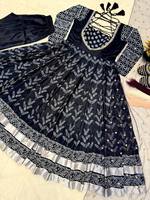 Nouvelle tenue Anarkali pour femmes, style de fête, broderie artisanale, réversible, sans plis, séchage rapide, coton Maslin