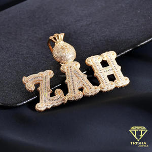 Exklusiver Anhänger aus 925er Sterlingsilber mit Moissanit-Diamanten und dem Buchstaben BOBI, mit funkelnder Tenniskette für Hip-Hop-Schmuck. - Product Image 5