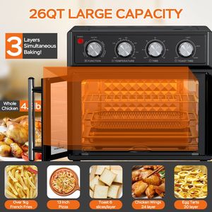 PlumChef Forno a Convezione Multifunzione da 29,5 Litri per 6 Fette, Friggitrice ad Aria da 1700W, Forno da Appoggio con Porta Francese - Product Image 6