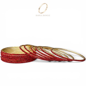 Pulseras de Acero Inoxidable Rojas con Cristales, Elegantes y a la Moda, para Mujer, con Acabado Chapado en Oro de Larga Duración, Venta al por Mayor para Bodas - Product Image 3