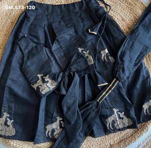 Proveedor de conjuntos de lehenga choli y dupatta para niños, de diseño moderno, a la moda, de última colección, en chanderi con bordados, de Surat. - Product Image 4