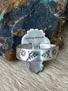 Turquoise Adjustable Ring in Sterling Silver Handmade Artisan Southwest Jewelry Blue Gemstone Cocktail Ring - Product Image 2